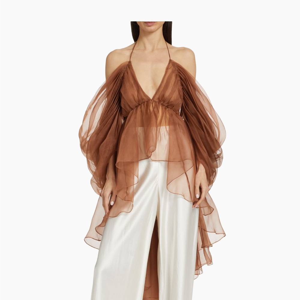 Zimmermann Sheer Brown Halter Top NWT
